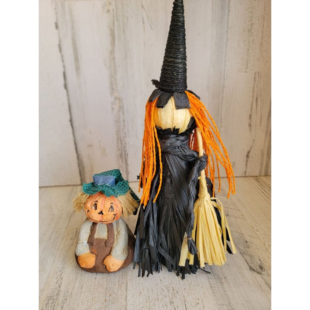 Halloween witch jack-o'-lantern scarecrow‎ vintage Unique home decor